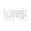 Ava 5pc Dining Table Set 4 Lattice Back Chairs White Rubberwood Frame By Casagear Home BM309561