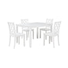 Ava 5pc Dining Table Set, 4 Lattice Back Chairs, White Rubberwood Frame By Casagear Home