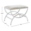 24 Inch Accent Stool Cushioned Double Arched Off White Upholstery Gold By Casagear Home BM309568