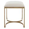 24 Inch Accent Stool Cushioned Seat Half Circle Design Off White Gold By Casagear Home BM309569