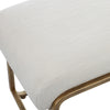 47 Inch Accent Stool Cushioned Antique Brushed Brass Frame Off White By Casagear Home BM309572