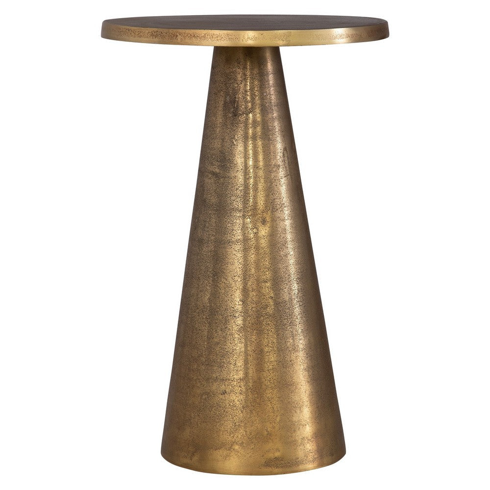 20 Inch Accent Table Classic Round Pedestal Base Antique Brass Finish By Casagear Home BM309573