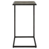 24 Inch Accent Table Open C Shape Gray Shagreen Top Antique Black By Casagear Home BM309574