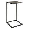 24 Inch Accent Table, Open C Shape, Gray Shagreen Top, Antique Black By Casagear Home