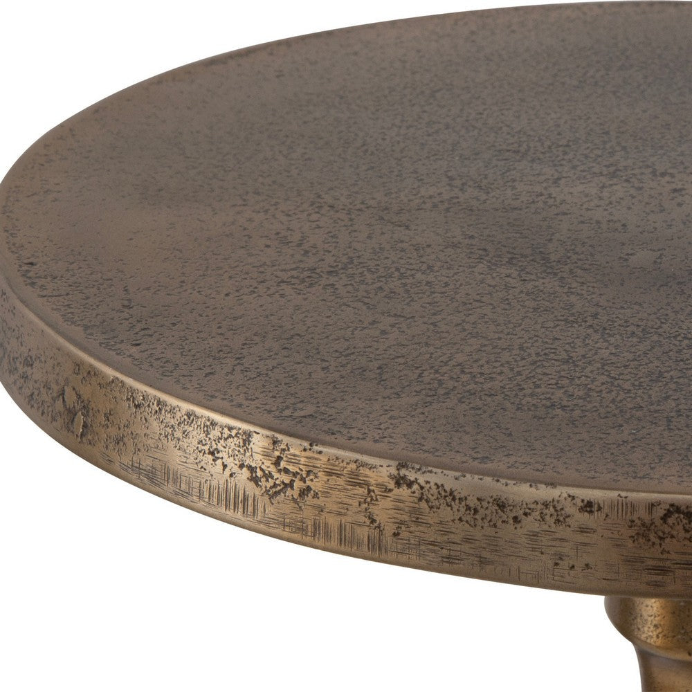 24 Inch Accent Drink Table Round Tabletop Turned Pedestal Base Gold By Casagear Home BM309575