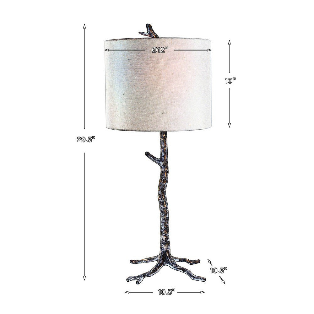 30 Inch Table Lamp White Round Hardback Drum Shade Antique Gold Base By Casagear Home BM309576