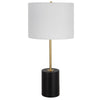 Lily 28 Inch Accent Lamp White Round Hardback Drum Shade Black Gold By Casagear Home BM309577