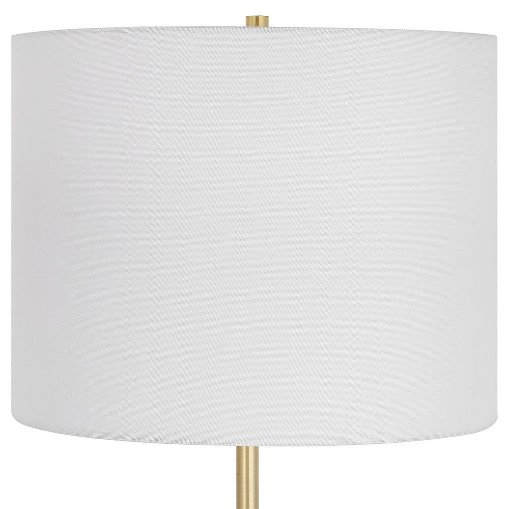 Lily 28 Inch Accent Lamp White Round Hardback Drum Shade Black Gold By Casagear Home BM309577