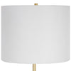 Lily 28 Inch Accent Lamp Round Hardback Drum Shade White Base Gold By Casagear Home BM309578