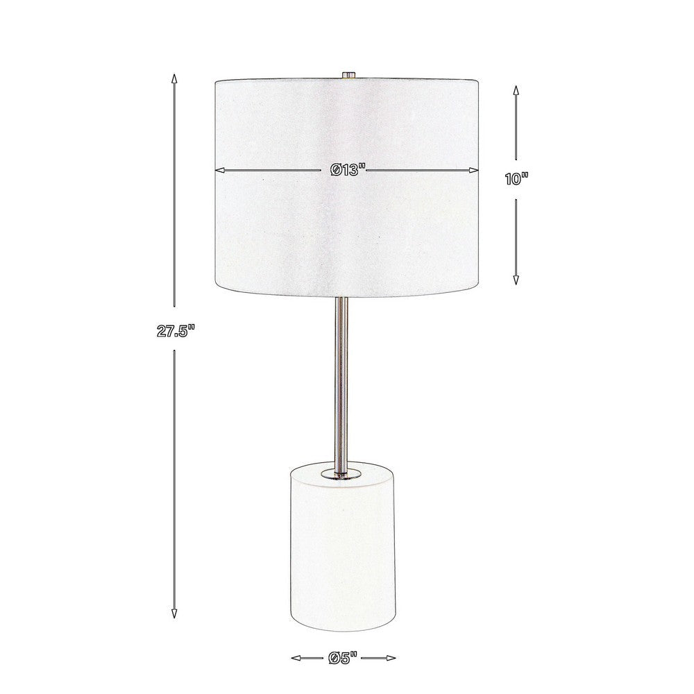 Lily 28 Inch Accent Lamp Round Hardback Drum Shade White Base Gold By Casagear Home BM309578