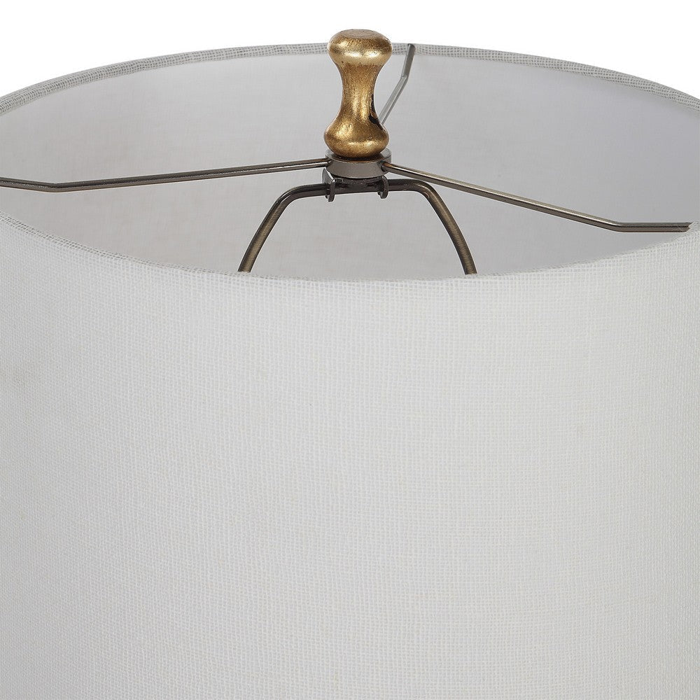 29 Inch Table Lamp Set of 2 White Tapered Shade Gold Leaf Round Base By Casagear Home BM309579