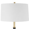 62 Inch Floor Lamp White Tapered Hardback Shade Black with Gold Accents By Casagear Home BM309580