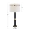 32 Inch Table Lamp Slender Metal Body White Drum Shade Black Gold By Casagear Home BM309582