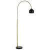 72 Inch Arc Floor Lamp Black Metal Shade Marble Foot Antique Brass By Casagear Home BM309583