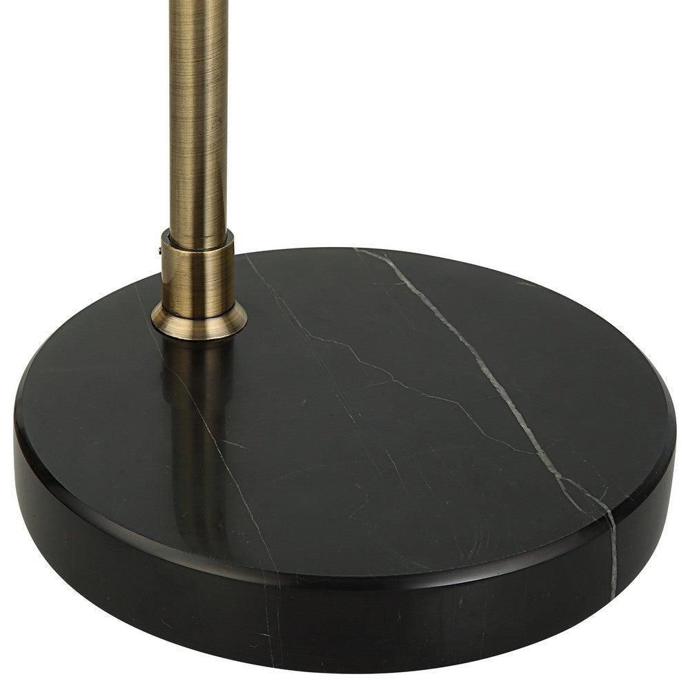 72 Inch Arc Floor Lamp Black Metal Shade Marble Foot Antique Brass By Casagear Home BM309583