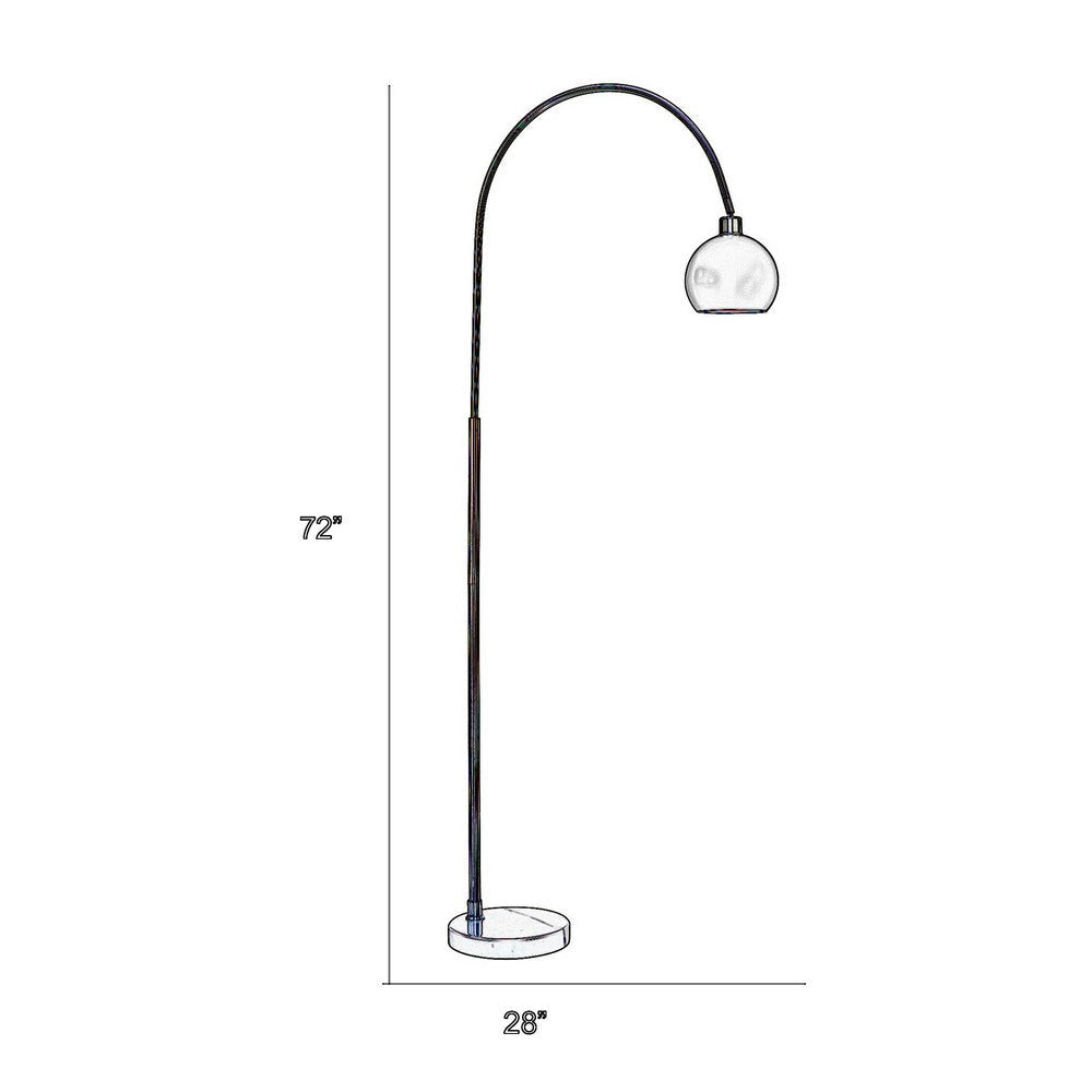 72 Inch Arc Floor Lamp Black Metal Shade Marble Foot Antique Brass By Casagear Home BM309583