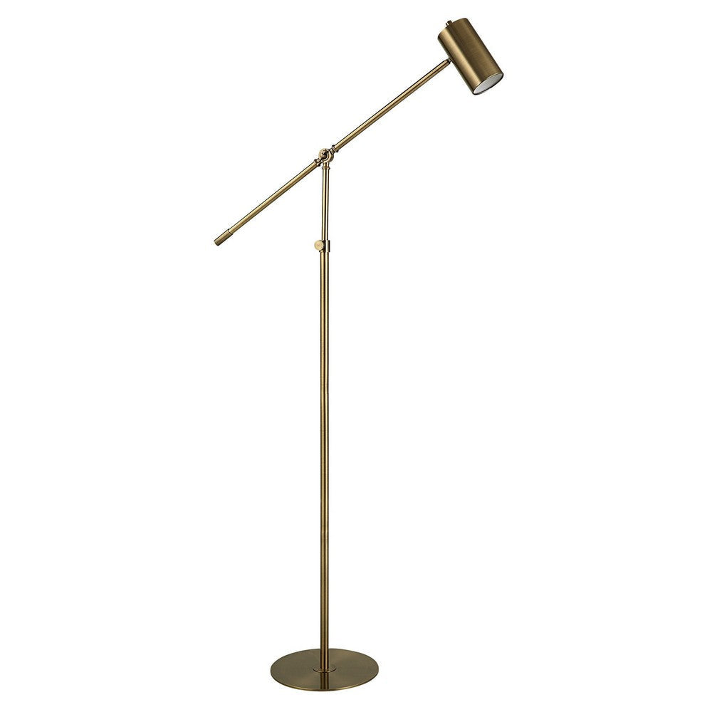 60 Inch Floor Lamp Adjustable Length Metal Shade Antique Brass Finish By Casagear Home BM309584