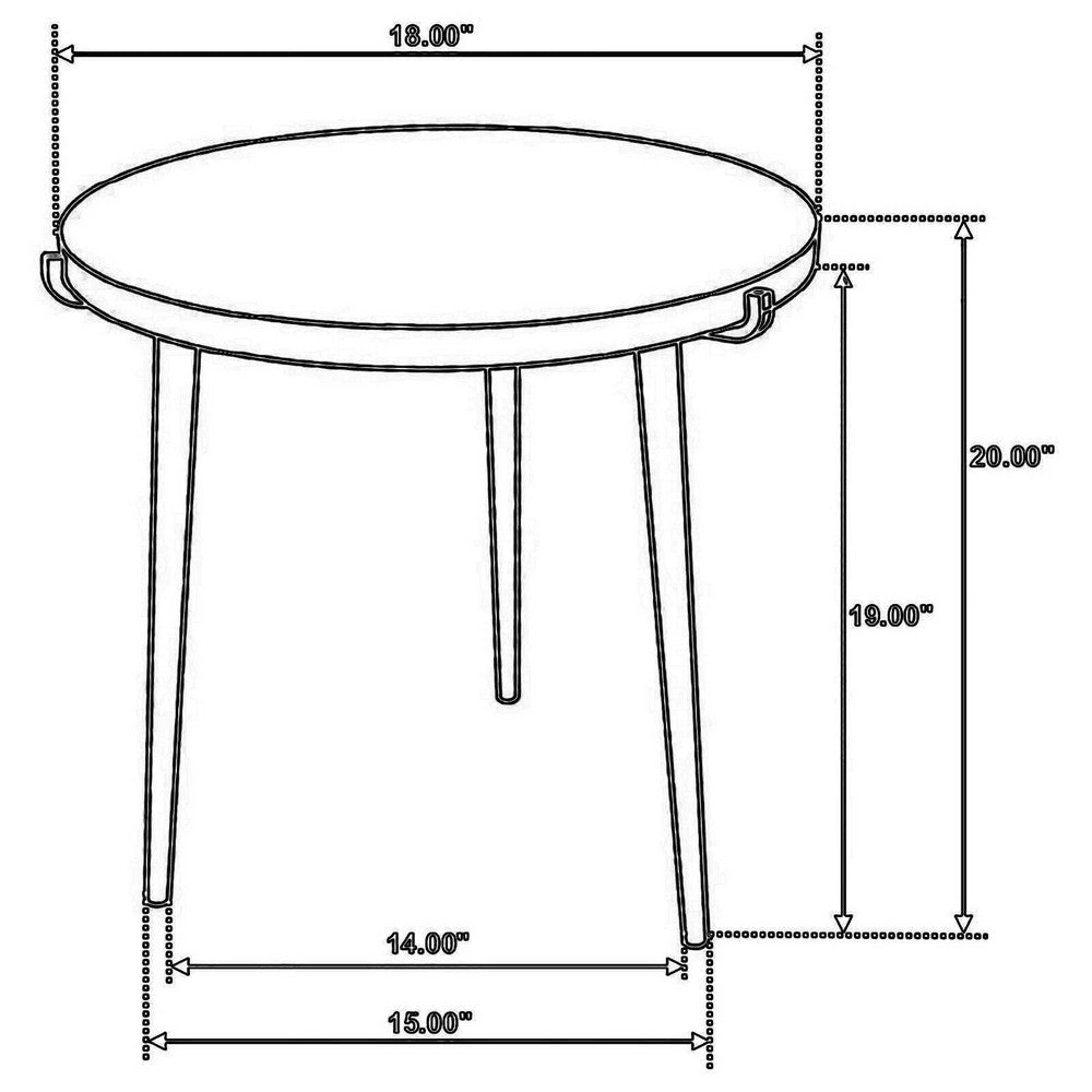 Pia 20 Inch Side End Table Mango Wood Top Round Iron Tripod Legs By Casagear Home BM309593