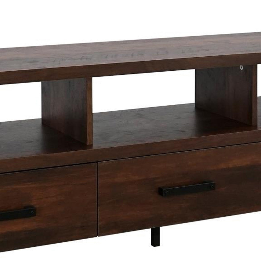 Anny 60 Inch TV Media Entertainment Center 3 Drawers Black Dark Brown By Casagear Home BM309610