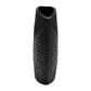 Ako 10 Inch Vase Metal Ribbed Body Design Curved Top Matte Black Finish By Casagear Home BM309617