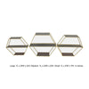 Fedo Wall Shelf Set of 3 Gold Metal Modern Hex Folding Wood Gray By Casagear Home BM309624