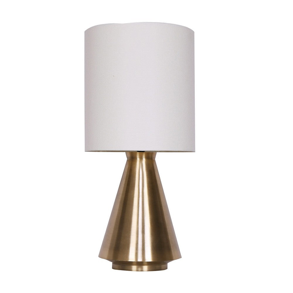 24 Inch Table Lamp Set of 2 White Drum Shade Antique Brass Cone Base By Casagear Home BM309625