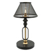 19 Inch Table Lamp Round Metal Mesh Shade Hollow Body Black Gold Stand By Casagear Home BM309628