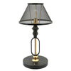 19 Inch Table Lamp, Round Metal Mesh Shade, Hollow Body, Black, Gold Stand By Casagear Home