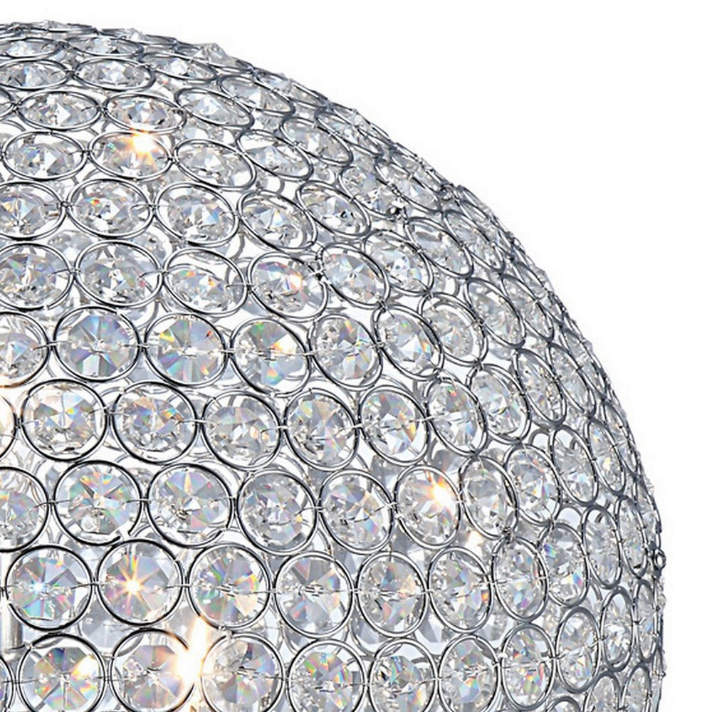 Hazel 17 Inch Table Lamp Crystal LED Globe Shade Metal Clear Finish By Casagear Home BM309667