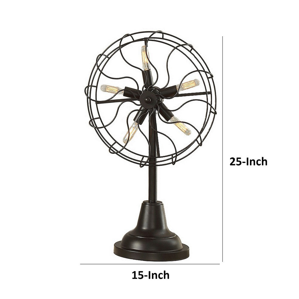 Quinn 26 Inch Accent Table Lamp Vintage Fan Design Antique Bronze By Casagear Home BM309677