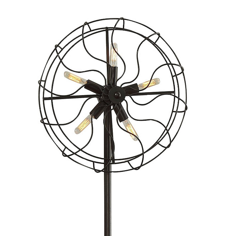 Quinn 63 Inch Accent Floor Lamp Vintage Fan Design Antique Bronze Finish By Casagear Home BM309678