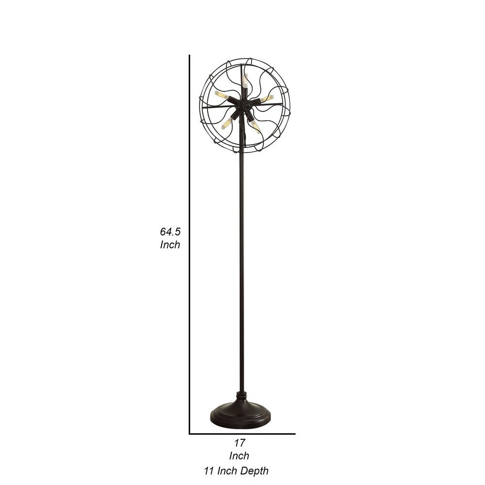 Quinn 63 Inch Accent Floor Lamp Vintage Fan Design Antique Bronze Finish By Casagear Home BM309678