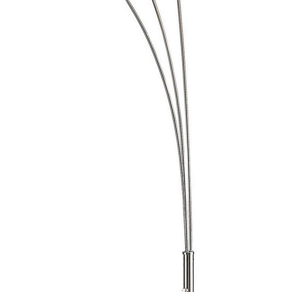 92 Inch 3 Arm Arc Floor Lamp with Modern Round Metal Base Silver Finish By Casagear Home BM309687