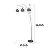 92 Inch 3 Arm Arc Floor Lamp with Modern Round Metal Base Silver Finish By Casagear Home BM309687