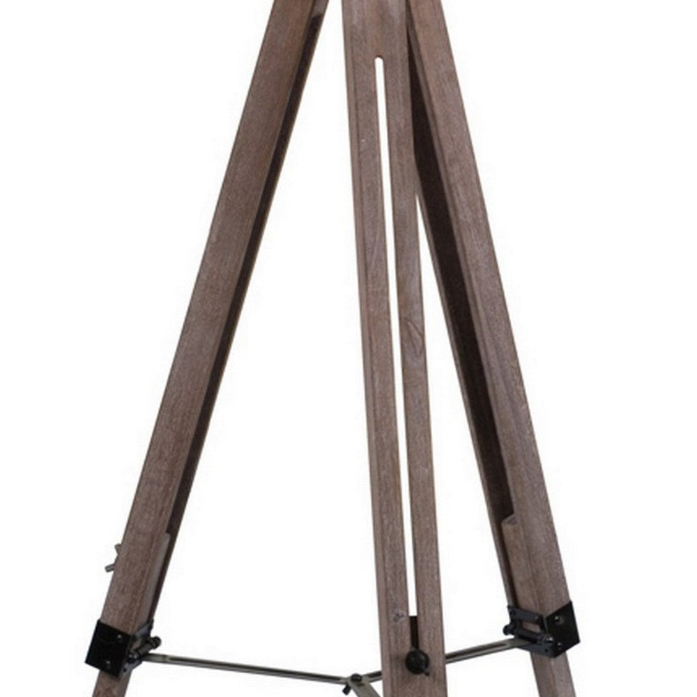 55 Inch Floor Lamp with Tripod Style Wood Frame Spotlight Brown and Black By Casagear Home BM309688