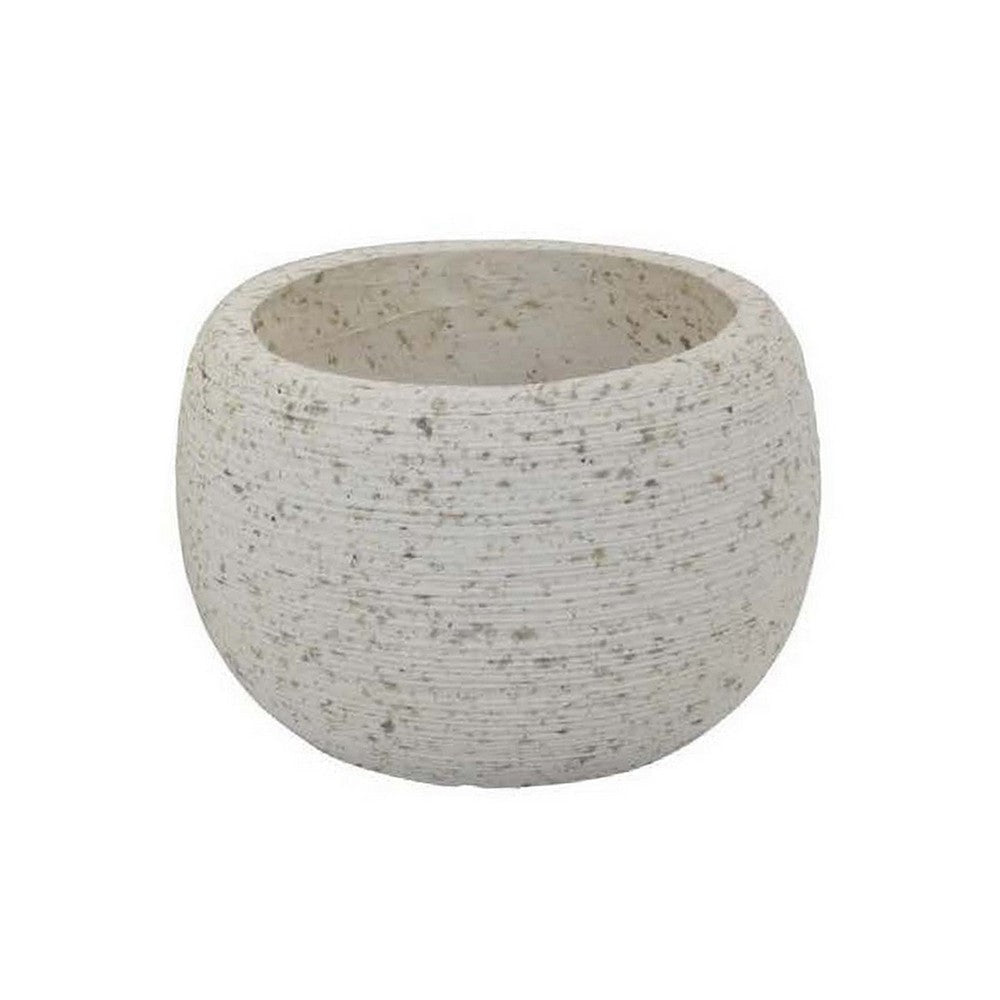 Line 10 Inch Planter Set of 2 Round Shaped Resin Body Textured White By Casagear Home BM309740