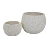 Line 10 Inch Planter Set of 2, Round Shaped Resin Body, Textured White By Casagear Home