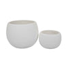 Line 10 Inch Planter Set of 2 Round Resin Body Carved White Finish By Casagear Home BM309741