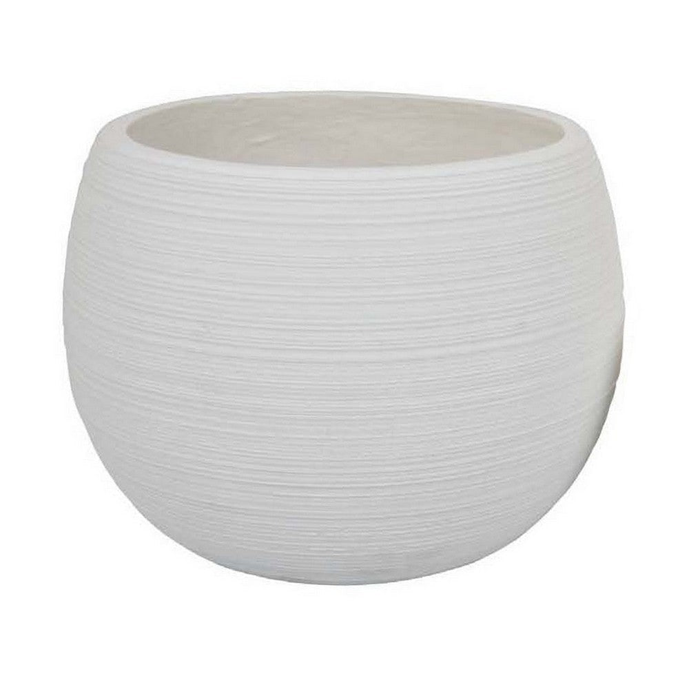 Line 10 Inch Planter Set of 2 Round Resin Body Carved White Finish By Casagear Home BM309741