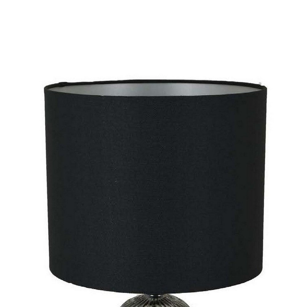 Ore 25 Inch Table Lamp Black Drum Shade Trumpet Glass Base Ball Accent By Casagear Home BM309762