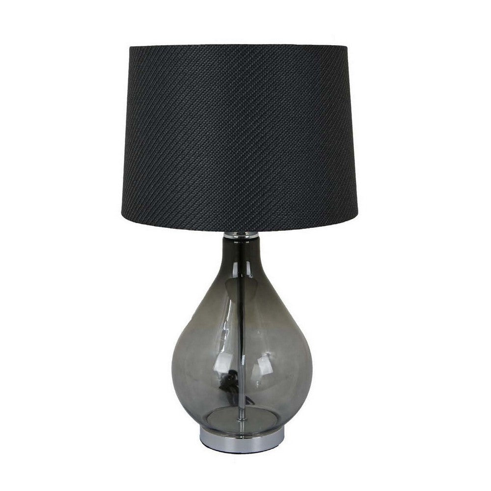 24 Inch Table Lamp Black Finish Drum Shaped Shade Bulb Style Glass Body By Casagear Home BM309763