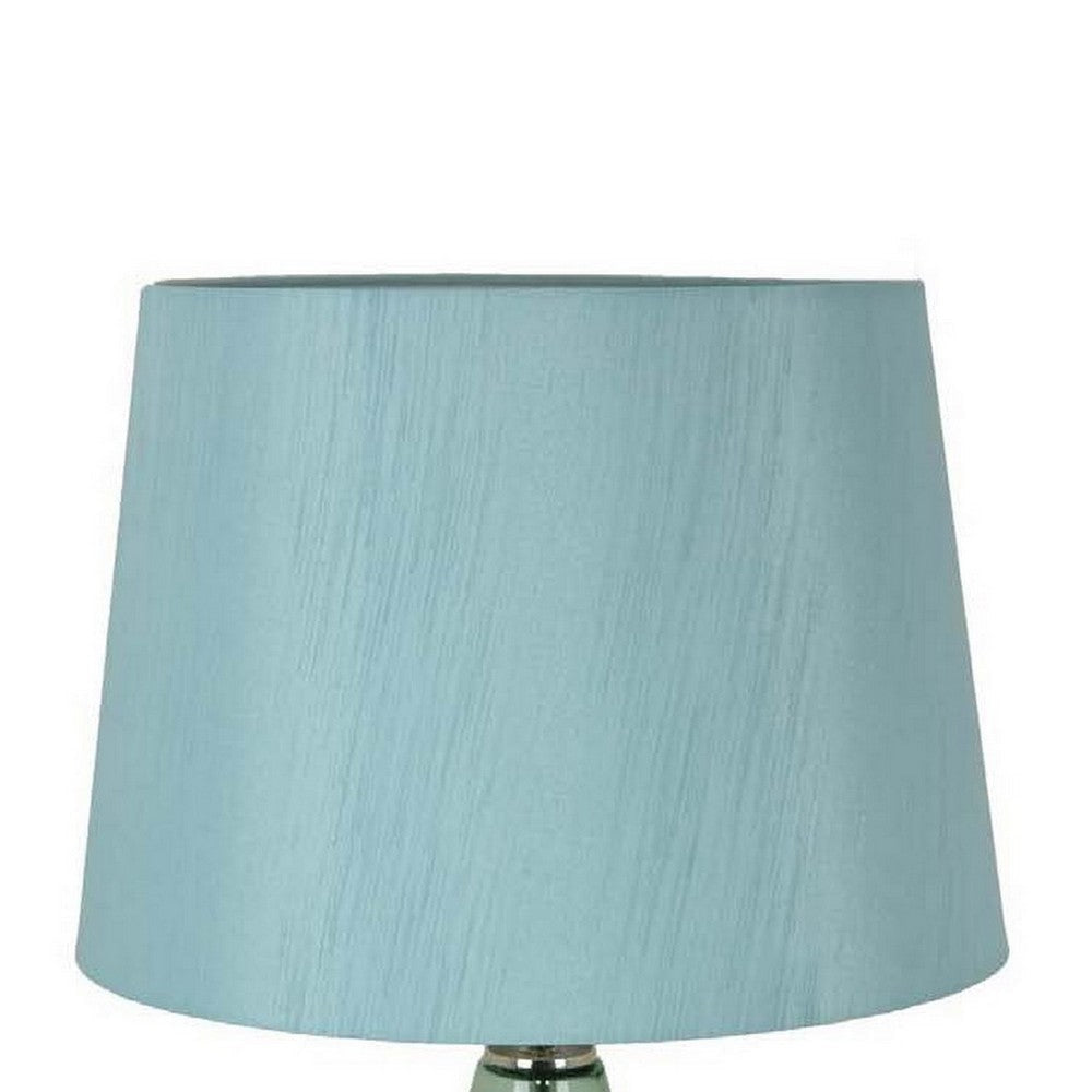 Muna 27 Inch Table Lamp Cone Shade Dome Shape Glass Body Blue Finish By Casagear Home BM309766