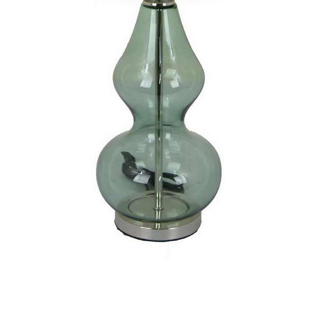 Muna 27 Inch Table Lamp Cone Shade Dome Shape Glass Body Blue Finish By Casagear Home BM309766