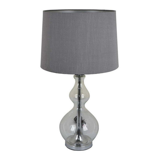 Muna 26 Inch Table Lamp, Cone Style Shade, Turned Glass Body, Transparent By Casagear Home