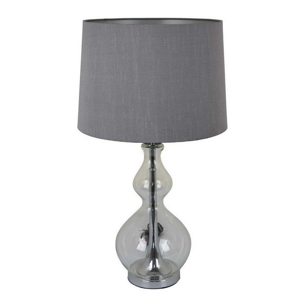 Muna 26 Inch Table Lamp Cone Style Shade Turned Glass Body Transparent By Casagear Home BM309767