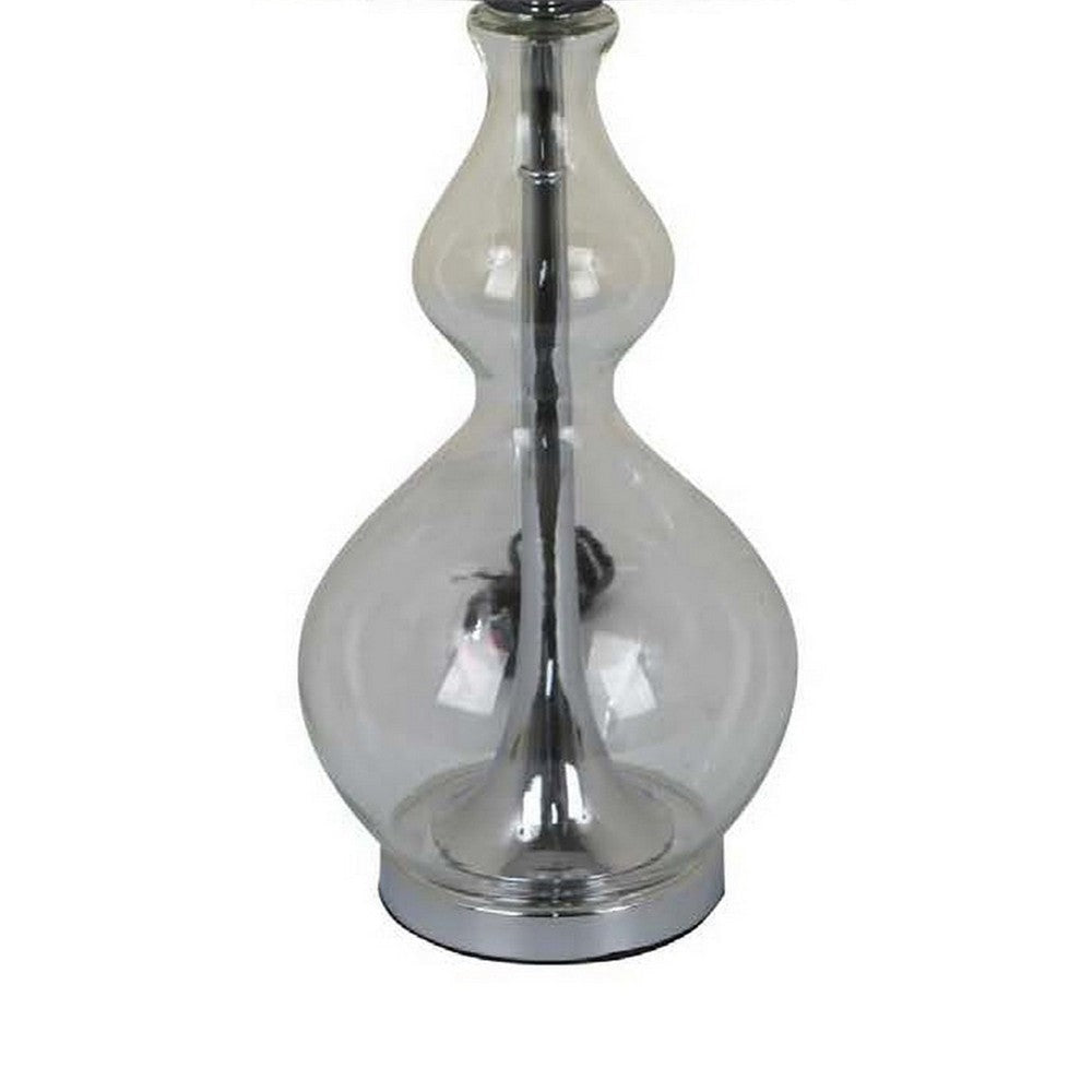 Muna 26 Inch Table Lamp Cone Style Shade Turned Glass Body Transparent By Casagear Home BM309767