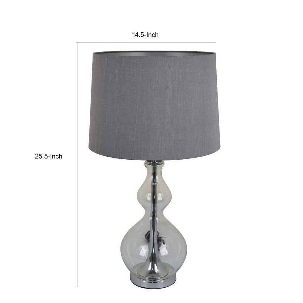 Muna 26 Inch Table Lamp Cone Style Shade Turned Glass Body Transparent By Casagear Home BM309767