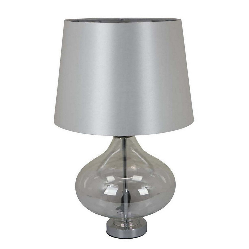 Lilo 24 Inch Table Lamp Cone Shade Round Drop Narrow Top Transparent By Casagear Home BM309768