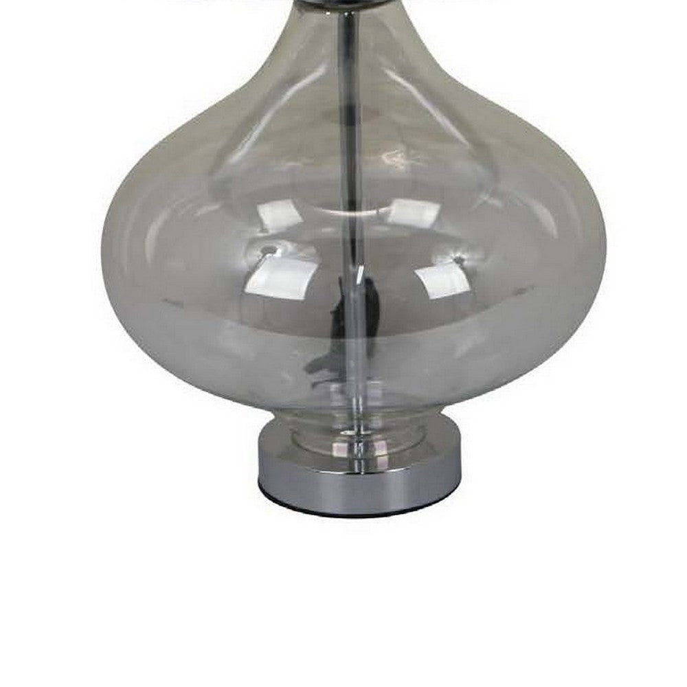 Lilo 24 Inch Table Lamp Cone Shade Round Drop Narrow Top Transparent By Casagear Home BM309768