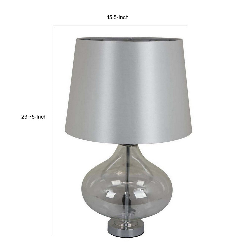 Lilo 24 Inch Table Lamp Cone Shade Round Drop Narrow Top Transparent By Casagear Home BM309768